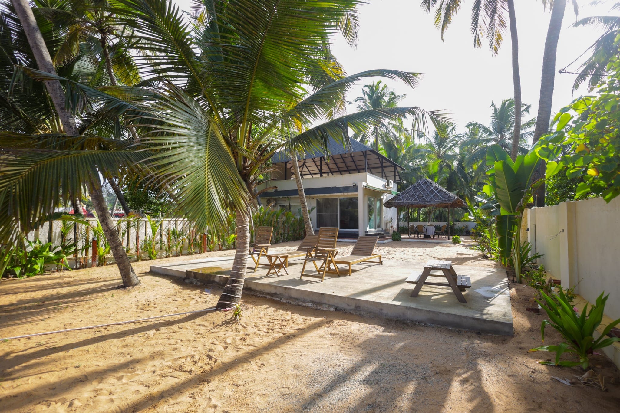 Sandy coconut grove and garden at Heyday by the Sea, Veli, Thiruvananthapuram, Kerala