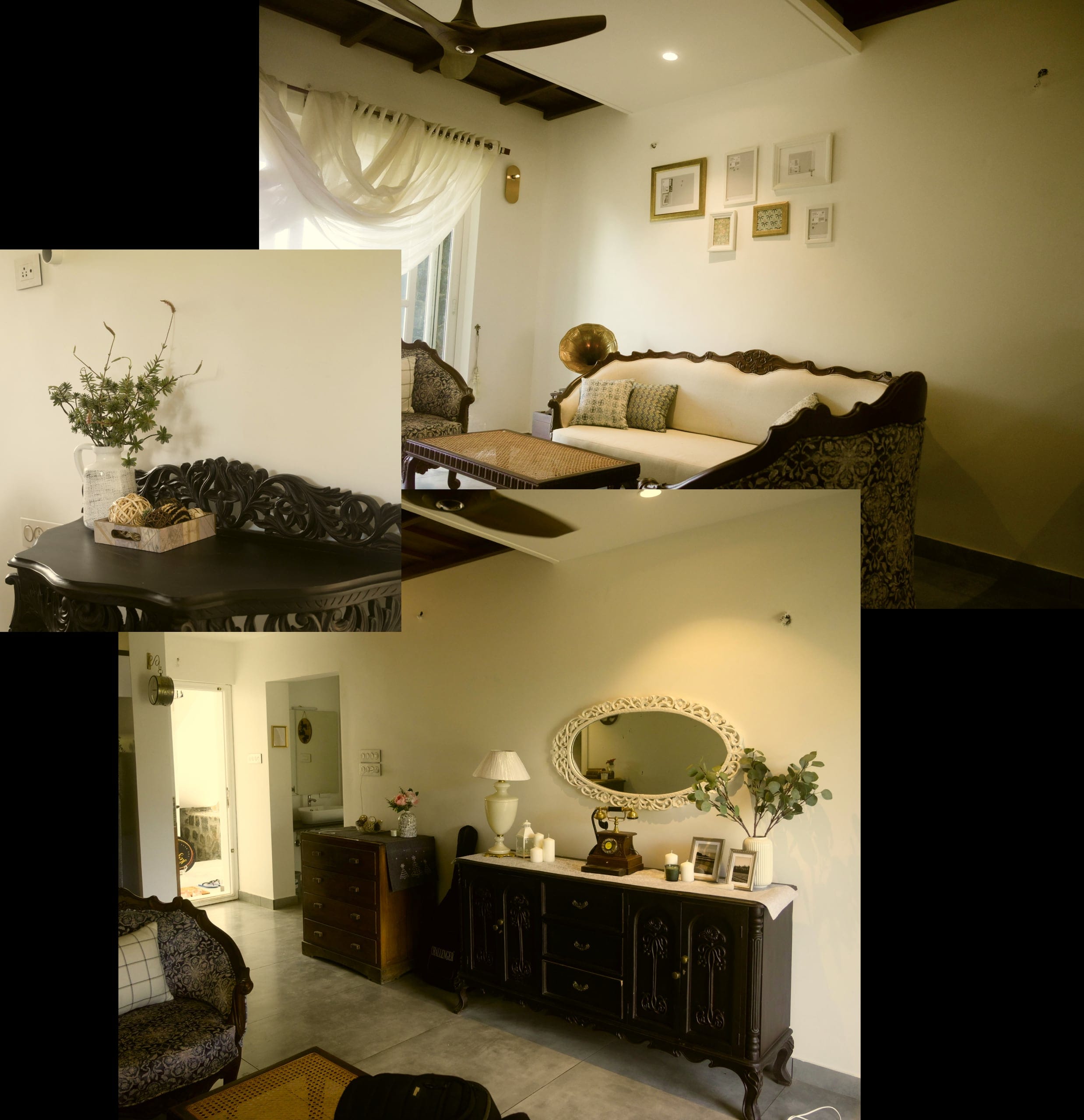 Bedroom with antique furniture and a balcony at Heyday Vagamon, Vagamon, Idukki, Kerala